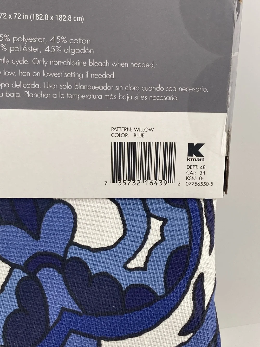 Fabric Shower Curtain Blue & White 72